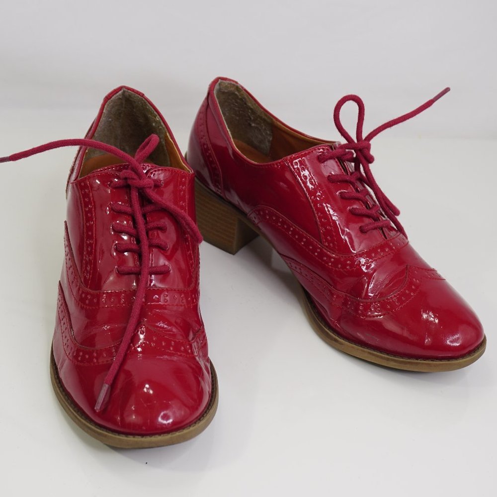 Rampage Underscore Womens Red Wingtip Oxfords Shoes S… - Gem